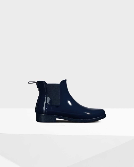 Chelsea Cizmy Hunter Refined Gloss Slim Fit Damske Námornícka Modrá | MWUX-17638