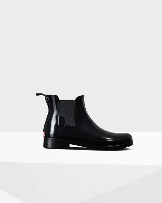 Chelsea Cizmy Hunter Refined Gloss Slim Fit Damske Čierne | PGWZ-12479