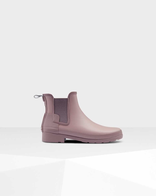 Chelsea Cizmy Hunter Refined Texture Block Slim Fit Damske Ruzove | UMCN-40629