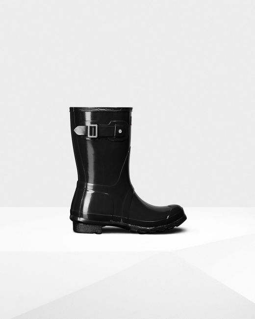 Gumaky Hunter Original Gloss Kratke Damske Čierne | YPRL-63185