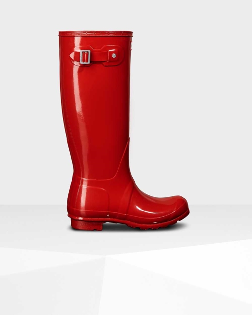 Gumaky Hunter Original Gloss Wellington Vysoke Damske Červené | GJSV-26094