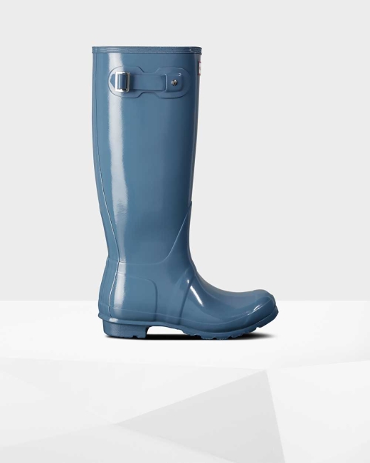 Gumaky Hunter Original Gloss Wellington Vysoke Damske Modre | JLZG-05713