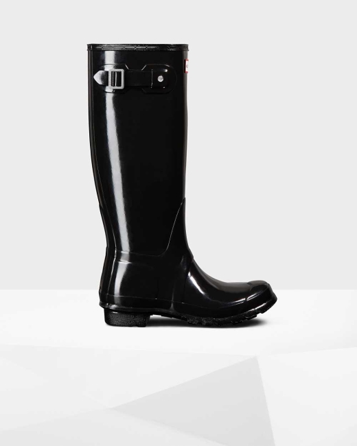 Gumaky Hunter Original Gloss Wellington Vysoke Damske Čierne | WNZC-48901