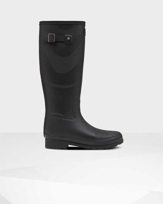 Gumaky Hunter Original Refined Insulated Wave Texture Wellington Vysoke Damske Čierne | PLRS-70492