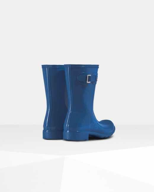 Gumaky Hunter Original Tour Foldable Gloss Kratke Damske Modre | TJYK-87412