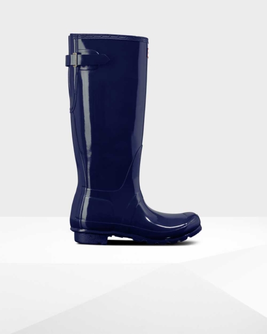 Gumaky Hunter Original Vysoke Back Gloss Wellington Adjustable Damske Modre | CRIY-97314