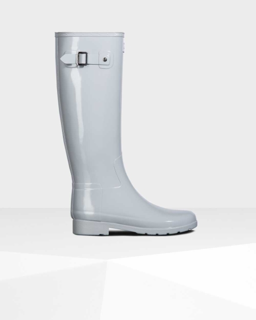 Gumaky Hunter Refined Slim Fit Gloss Wellington Vysoke Damske Siva | YWQB-15476