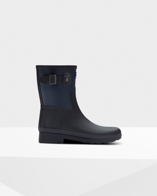 Gumaky Hunter Refined Texture Block Slim Fit Kratke Damske Námornícka Modrá / Čierne | VPAW-82501