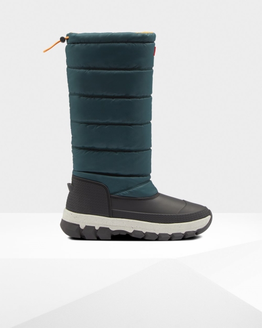 Snehule Hunter Original Insulated Vysoke Damske Zelene / Siva | ZDRG-27096