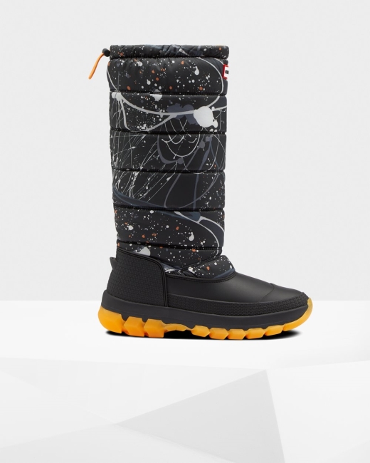 Snehule Hunter Original Printed Insulated Vysoke Damske Čierne | TFVK-13745